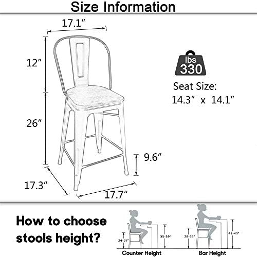Aklaus Swivel Metal Bar Stools Set of 4 Counter Height Stools Counter Bar Sto...