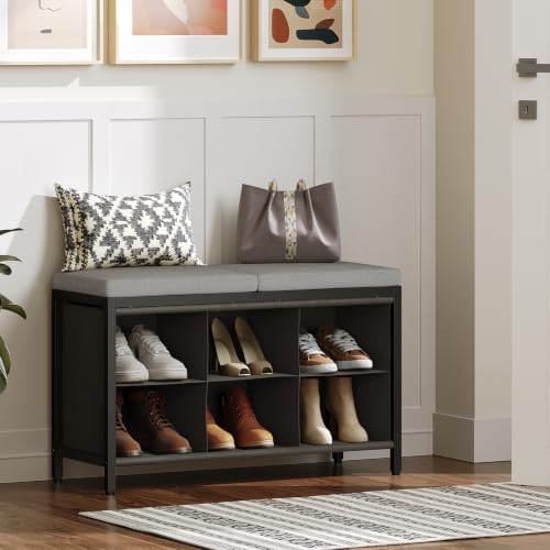 YATINEY Shoe Storage Bench with Cushion, Entryway Bench, Shoe Rack with Padde...