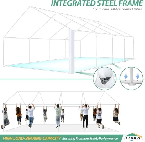 COBIZI 20x30 Heavy Duty Party Tent Outdoor Waterproof Canopy with 12 Church W...