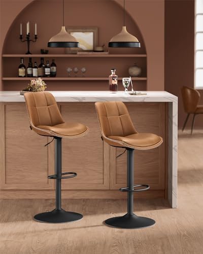 VASAGLE Bar Stools Set of 2, Swivel, Adjustable Height, Quilt