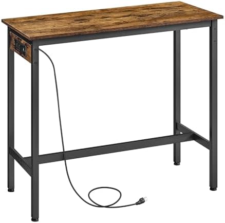 VASAGLE Bar Table with Power Outlets, Computer Desk, 39.4" W