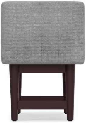 SIMPLIHOME Scott 29" Wide Linen Fabric Rectangle Ottoman in Pewter Grey