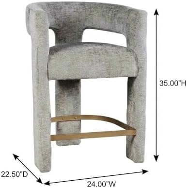 Jofran Gwen Gray Upholstered Counter Stool with Arms – Versatile Barstools – ...