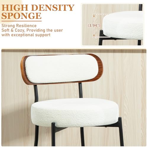 Bar Stools Set of 3 Boucle Counter Stools for Kitchen Island