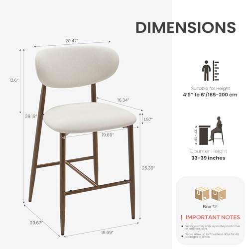 MALOL Bar Stools Set of 3, Counter Height bar stools, Kitchen Bar Stools with...