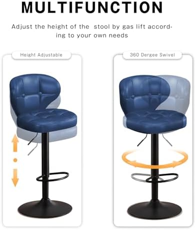 Bar Stools Set of 4, Adjustable Swivel Bar Chairs with 360° Rotation, Padded ...