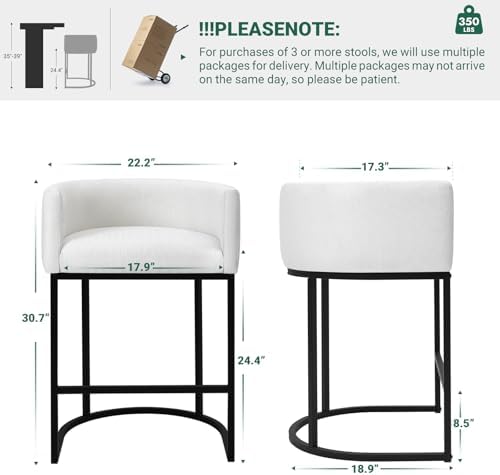 Counter Height Bar Stools Set of 2, 24 Inch Seat Height Barstools for Dining ...