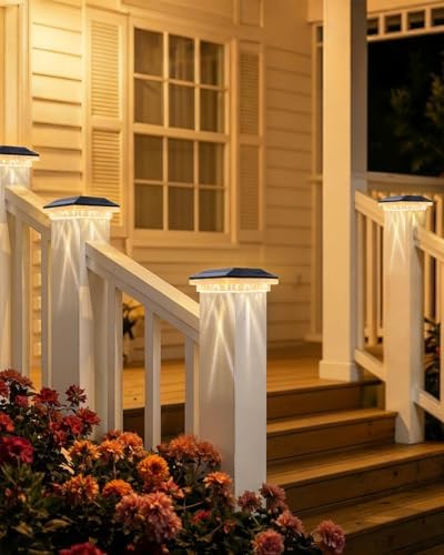 BRIMAX 8 Pack 4x4 Solar Post Cap Lights,3 Modes,Water Ripple Light Effects