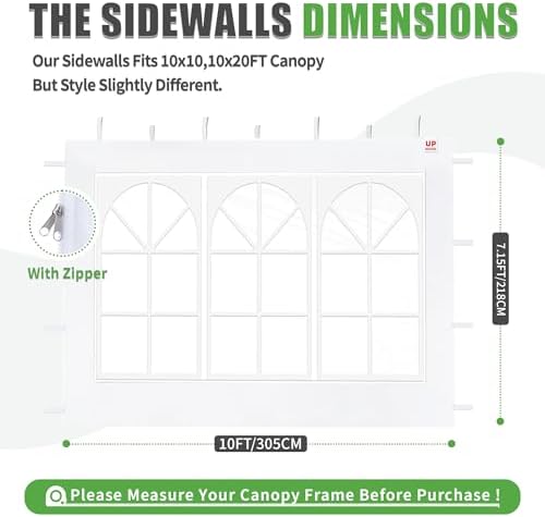 Church Window Canopy Sidewalls for 10x10 Pop Up Canopy