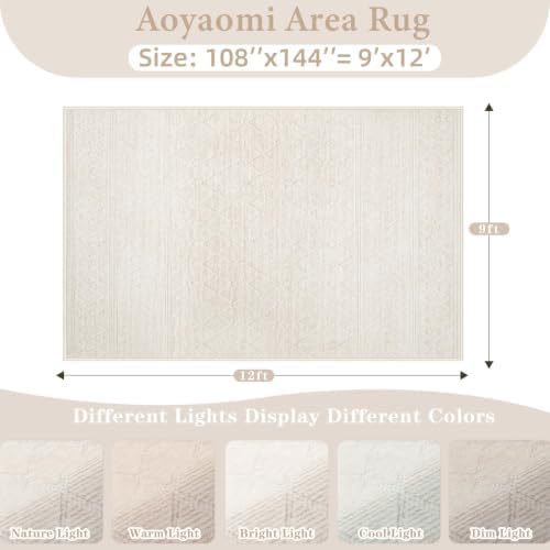 Area Rug for Living Room 9x12: Large Washable Boho Moroccan Rugs Geometric Ne...