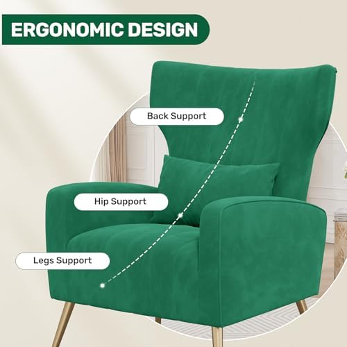 Nalupatio Velvet Accent Chairs Set of 2 Modern High Back Armchair Arm Chair w...