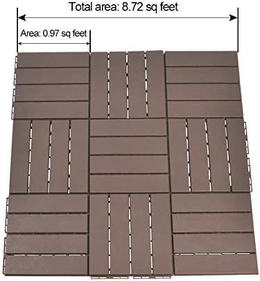 domi Outdoor Living Patio Deck Tiles, 12 x 12 inches Composite Interlocking D...
