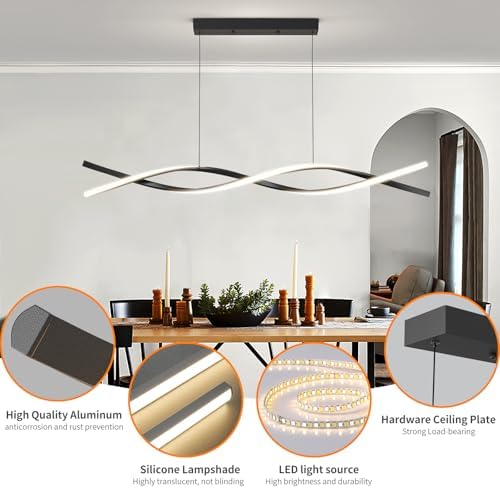 Modern LED Ceiling Pendant Light, 39IN Modern Chandelier with Remote Control ...