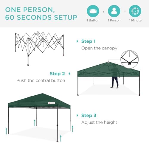 Best Choice Products 8x8 Pop Up Canopy Tent, EZ Setup, Dark Green