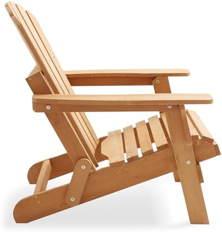 Casafield Oversized Folding Adirondack Chair, Set of 2 Cedar Wood Outdoor Fir...