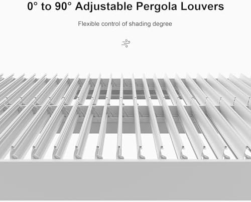 PURPLE LEAF Louvered Pergola 12' x 20' White Adjustable Hardtop for P...