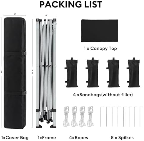 SANWAY 10x10 Pop Up Canopy Tent, One Push One Person Setup, Light Black