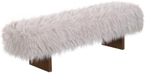 Christopher Knight Home Lenka 67" Long-haired Faux Wool Bedroom Bench, R...