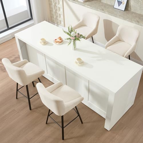 Swivel Bar Stools Set of 2, 26" Counter Height Barstools Beige