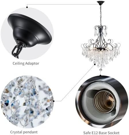 WUZUPS Crystal Chandelier 10-Light Pendant Ceiling Light Modern Lighting Fixt...