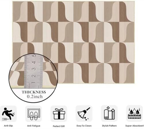 Area Rug 5x7 Modern Geometric Rug Neutral Beige Brown Abstract Mid Century Mo...