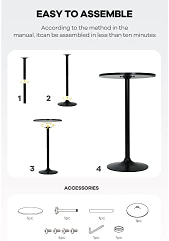 NChanmar Bar Table Round Pub Table Cocktail Bistro High Table with Black Top ...