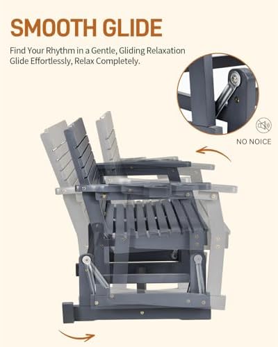 Outvita Patio Glider with Cup Holders, Wooden Outdoor Glider Bench with High ...