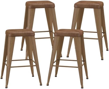 Bar Stools Set of 4, 24" Counter Height Bar Stools Backless, Upholstered...