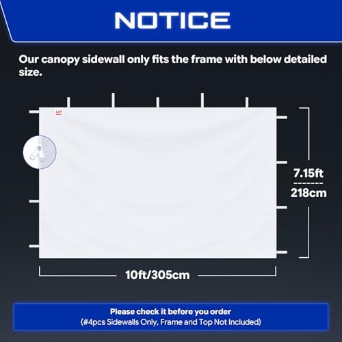 FANPAT 10x10 Canopy Sidewalls & Door for Canopy, Gray (4PCS Sidewalls Only)