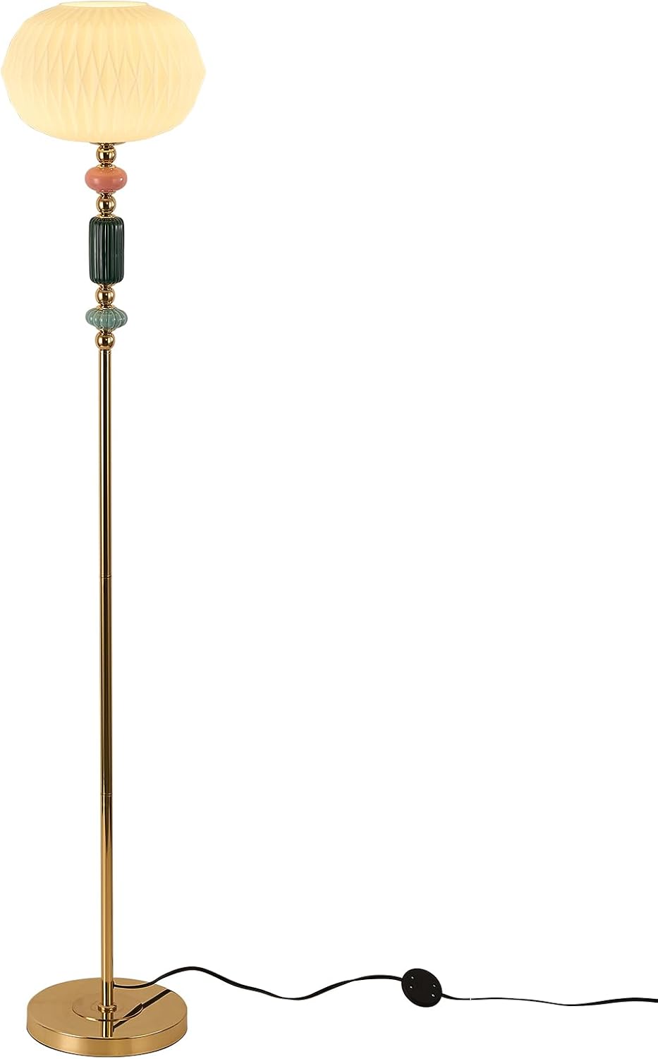 Floor Standing Tall Lamp Milk Glass Floor Lamp with Plug Switch Button for Li...