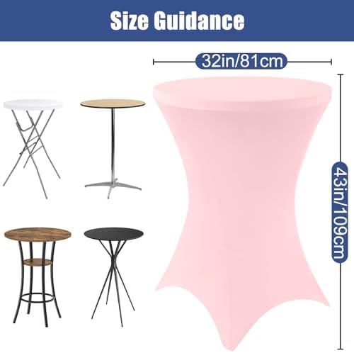 Moosfor Spandex Cocktail Table Covers 4 Pack, Elastic Fitted Stretch Table Cl...