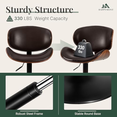 Bar Stools Set of 2, Adjustable Height 24-33'' Swivel Bar Chairs