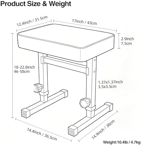 Piano Bench Adjustable Stool, Heavy Duty Music Keyboard Bench Seat for Piano ...