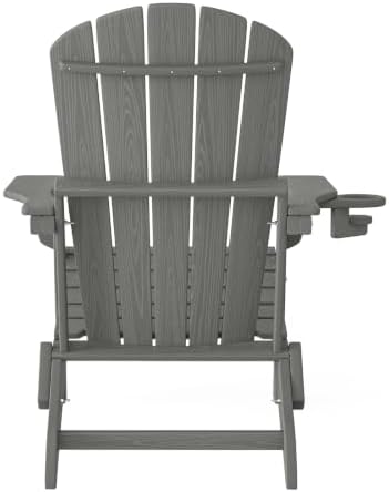 Plawdlik Folding Adirondack Chair Set of 6 with Cup Holder,Wooden Textured ,H...