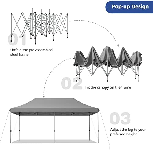 Tangkula 10x20 Ft Pop Up Canopy Tent, Easy Set-up Outdoor Commercial Instant ...