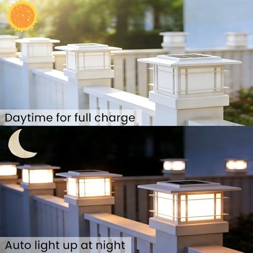 Dynaming 4x4 Solar Post Cap Lights Outdoor with 2 Color Mode, 6 Pack Fence Po...