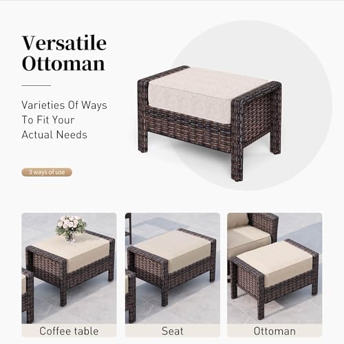 SUNSHINE VALLEY 5pcs Patio Furniture Set, Outdoor High Back Sofa, Beige