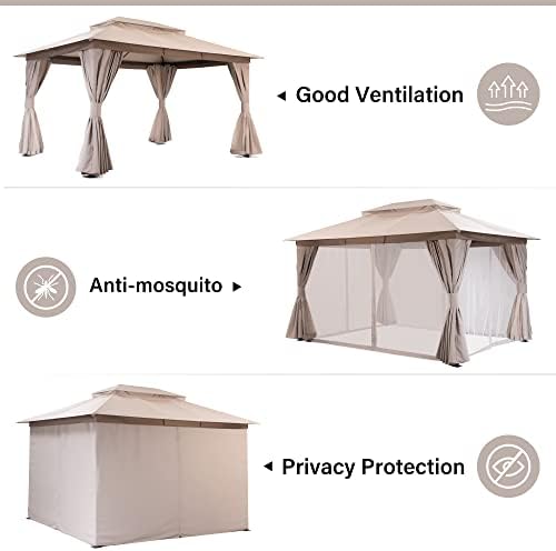 LAUSAINT HOME 10x13 Gazebo Canopy, Upgraded Metal Frame Heavy Duty Patio Cano...