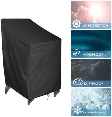Outdoor Chair Covers, 4 Pack Waterproof Patio Stackable Chair Cover Outdoor P...