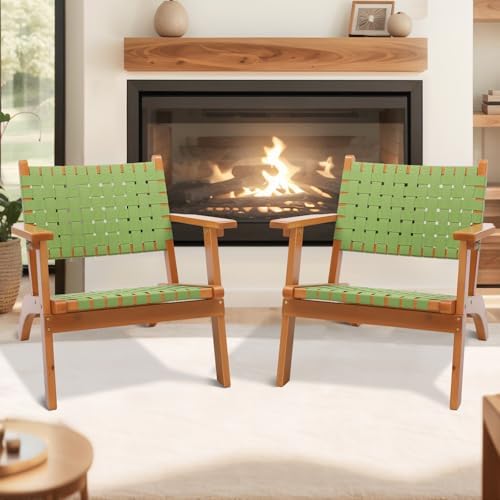 VINGLI Outdoor Armchair, Wooden Adirondack Chair All-Weather Wooden Patio Cha...