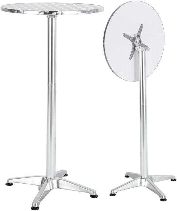 BTEXPERT Aluminum Indoor Outdoor 23.75" Round Restaurant Bar Height 45&q...