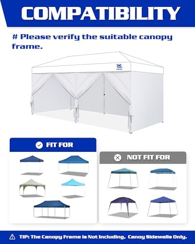 FANPAT 10x20ft Sidewalls with Door for Canopy, Black (6Pcs Sidewalls Only)
