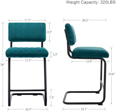ONEVOG 24.6'' Counter Height Bar Stools Set of 2, Mid-Century Modern ...