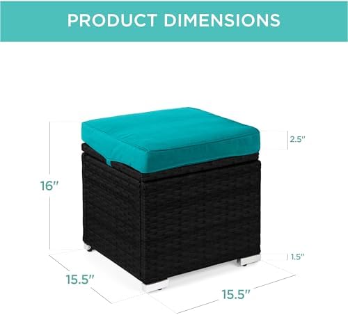 Best Choice Products Set of 2 Wicker Ottomans, Multipurpose Outdoor Furniture...