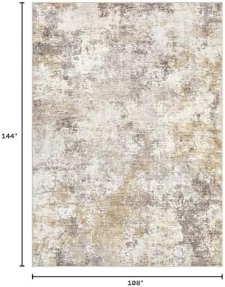 Nakagishi 9X12 Abstract Washable Area Rugs for Living Room-Golden Brown