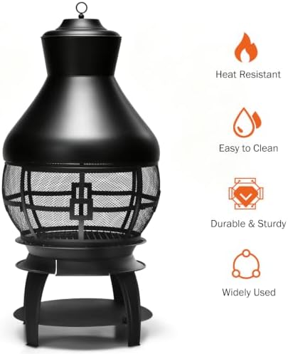 Giantex Wood Burning Chiminea, Heavy Duty Fireplace Chiminea for Patio