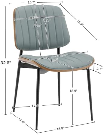 LUNLING Dining Chairs Set of 2,Mid Century Modern Retro Faux Leather Chair wi...