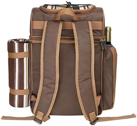 Hap Tim Picnic Basket Backpack for 4 Person with Insulated Leakproof Cooler C...