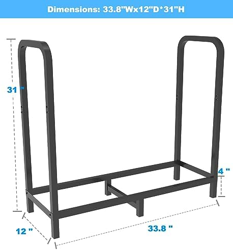 2.8ft Firewood Rack Holder, Adjustable Heavy Duty Fire Log Stacker Stand for ...