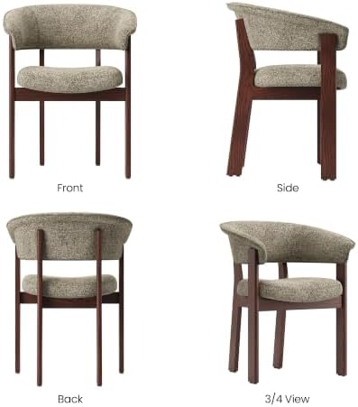 COLAMY Fully Assembled Upholstered Dining Chair Set of 4,Solid Red Oak Wood K...